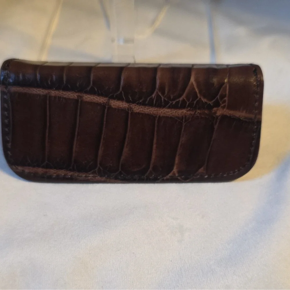 Vintage Brighton Brown Leather Lipstick Holder Case with Mirror Compact Travel